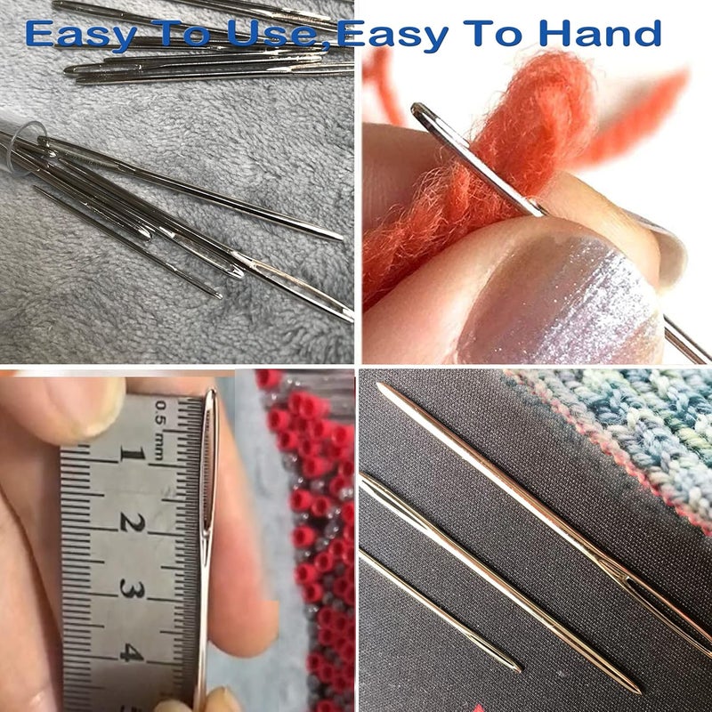 Orrdice 18+1PCS Large Eye Blunt Needles, Stainless Steel Yarn Knitting Needles, Sewing Needles, Crafting Knitting Weaving Stringing Needles,Perfect for Finishing Off Crochet Projects. - Image 4